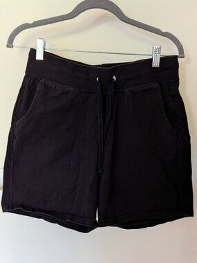 Hanes 100% Cotton Women's S Black Shorts Soft Jersey Knit 6" Inseam w Pockets